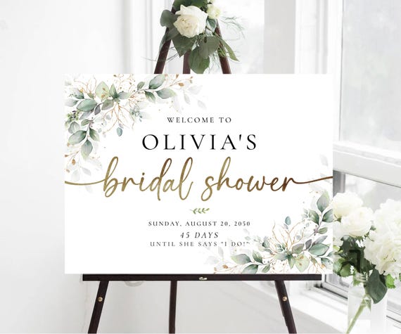 Greenery Bridal Shower Welcome Sign, Botanicals Bridal Brunch Sign, Couples Shower Poster, Bridal Shower Decoration, Herbal, Eucalyptus, HB3