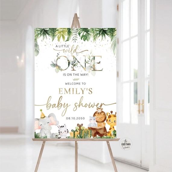 Safari Baby Shower Welcome Sign, Animals Baby Shower Sign, Gender Neutral Baby Shower, A Little Wild One Baby Shower Sign, Jungle Safari,JGE