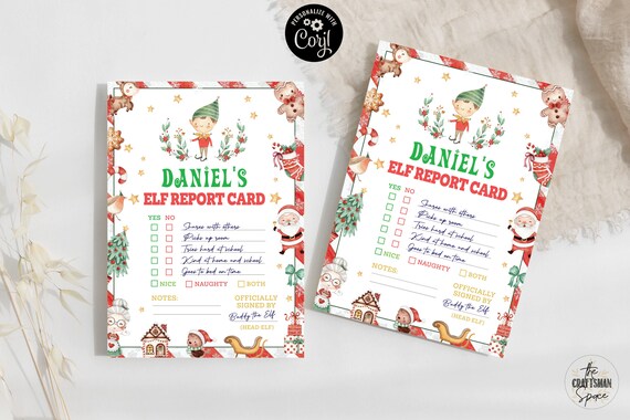 Christmas Elf Report Card, Elf Santa Naghty Or Nice Report, Elf Visit Report, Elf Return Report, Personalized Boy Elf Report Card, Editable