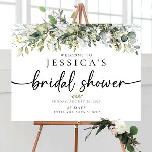 Bridal Shower Sign, Greenery Bridal Shower Sign, Custom Design, Bridal Shower Decorations, Bridal Brunch Sign, Bridal Tea Sign, Poster, HB2 image 7
