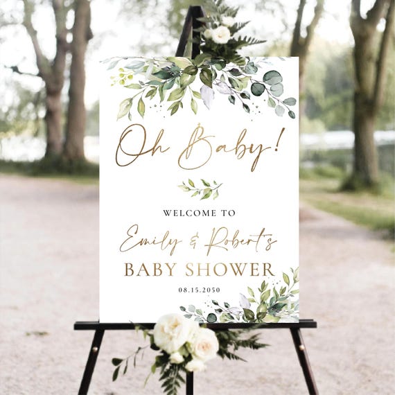 Greenery Baby Shower Welcome Sign, Botanicals Baby shower Decoration, Gender Reveal Sign, Rustic Baby Shower Sign, Eucalyptus, Herbal, HB2