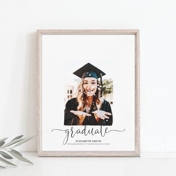 Graduate Watercolor Portrait, Graduation Announcement, Invitation, Customized Gift for daughter, for Son, Gift for Graduate, Senior Gift DS4