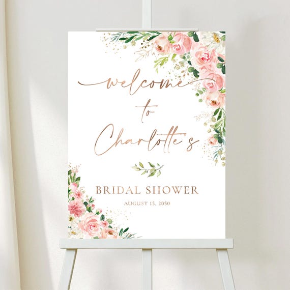 PRINTED OR DIGITAL Ethereal Blush Bridal Shower Welcome Sign, Foam Board, Poster, Eucalyptus, Elegant Wedding Shower Decoration, Herbal, EB1