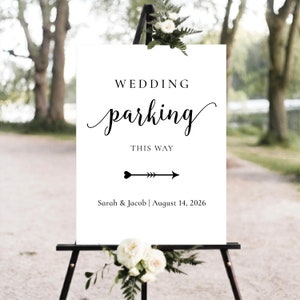 Modern Wedding this way Welcome Sign, Direction Arrow Sign, Wedding direction sign, Minimalist Parking Sign With Arrow, Wedding parking Sign