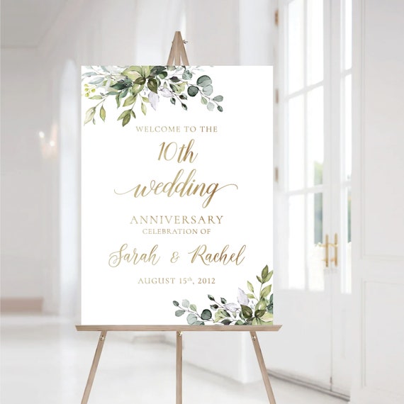 10th Wedding Anniversary sign, Minimalist 10th Anniversary sign, 10th anniversary sign, Anniversary Sign Printable, 10th Anniversary decor