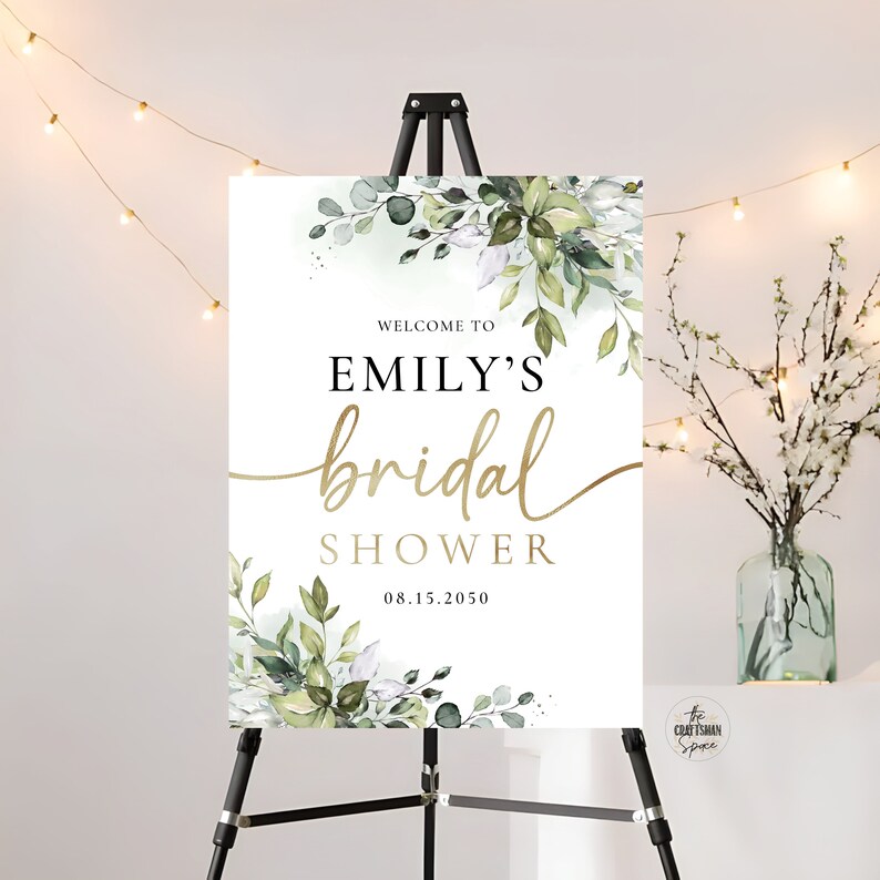 Bridal Shower Sign, Greenery Bridal Shower Sign, Custom Design, Bridal Shower Decorations, Bridal Brunch Sign, Bridal Tea Sign, Poster, HB2 image 10