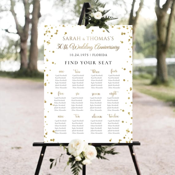 Gold Wedding Seating Chart Welcome Sign, Modern Wedding Seating Plan, Anniversary Seating Chart Printable, Minimalist Table Chart Board
