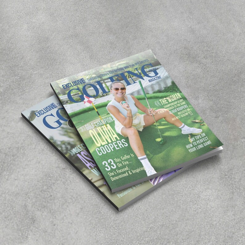 Personalized Golf Magazine Cover Art, Custom Golfer Gift, Portrait ...