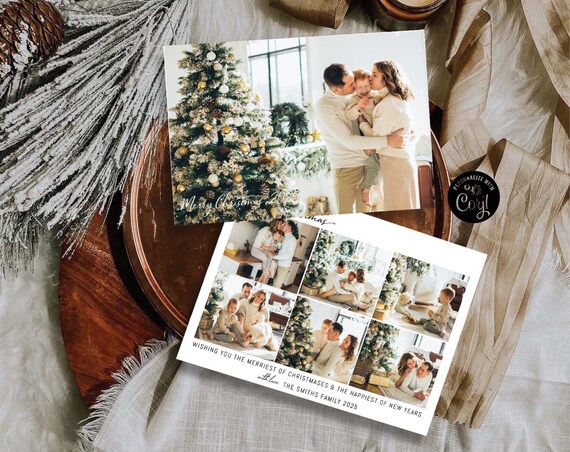 Photo Christmas Card, Boho Holiday Card, Christmas Card, Minimalist Christmas Card, Christmas Photo Card, Family Card, Merry Christmas