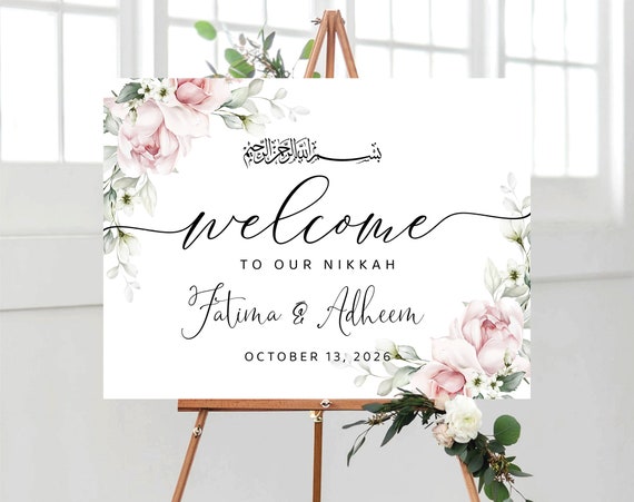 Nikkah Wedding welcome sign, Nikkah Wedding Sign, Nikkah sign, Nikkah Ceremony Decorations, Islamic marriage ceremony, Nikkah Decor, A2