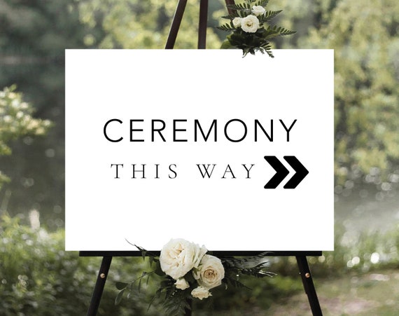 Minimalist Wedding Ceremony Welcome Sign, Arrow Parking Sign, Wedding Parking Sign, Modern Parking Sign With Arrow, Wedding Direction Sign