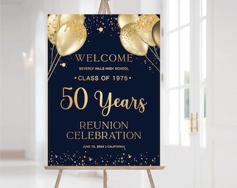 Modern Class Reunion Welcome Sign, Any class any year Reunion Welcome Board, 50 year High School Reunion Sign, Minimalist Reunion Decoration