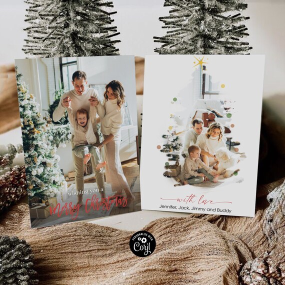 Photo Christmas Card, Boho Holiday Card, Christmas Card, Minimalist Christmas Card, Christmas Photo Card, Family Card, Merry Christmas