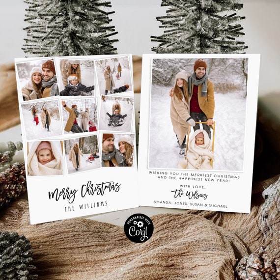 Photo Christmas Card, Boho Holiday Card, Christmas Card, Minimalist Christmas Card, Christmas Photo Card, Year in review, Family Card