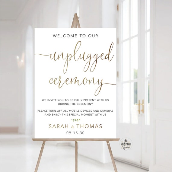 Unplugged Wedding Ceremony Sign, Modern Wedding Decoration, Unplugged Wedding Sign, Unique Wedding Reception Sign, Minimalist Wedding Sign