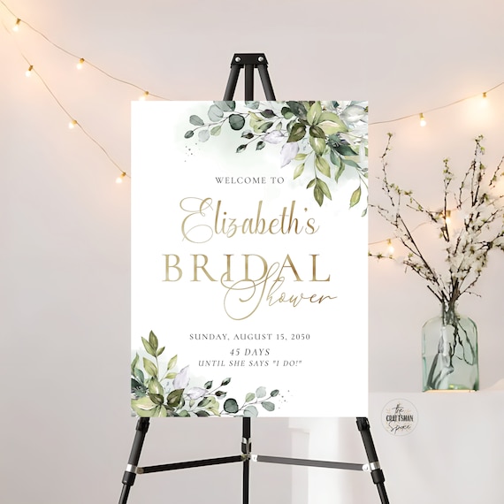 Bridal Shower Sign, Bridal Brunch sign, Bridal Tea Sign, Bridal Shower Decorations, Wedding Shower Sign,  Eucalyptus, Printable, Herbal, HB2