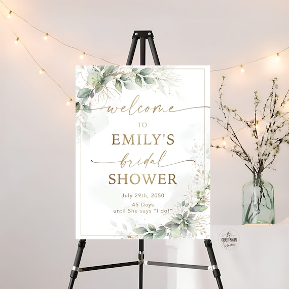 Greenery Bridal Shower Sign, Bridal Shower Decoration, Bridal Brunch Welcome Sign, Bridal Tea Sign, Custom Design, Eucalyptus, Herbal, HB3