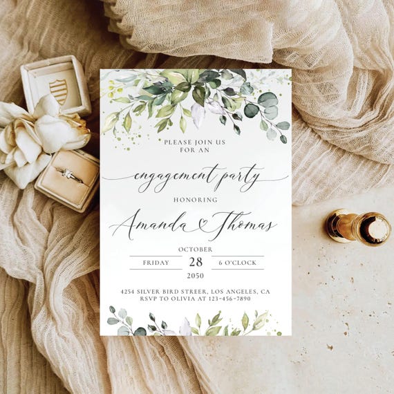 Greenery Engagement Party Invitation, Botanicals Engagement party, Eucalyptus Wedding Invite, Rustic We are engaged Invitation, Herbal, HB2