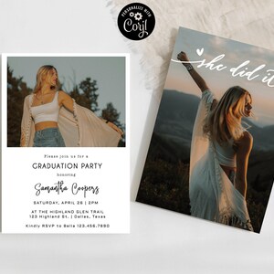 Graduation Party with Photo Invitation, Photo Graduation Announcement, Minimalist Graduation Announcement, Modern Graduation Party Invite