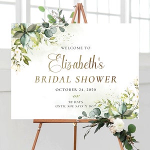 Bridal Shower Sign, Greenery Bridal Shower Sign, Custom Design, Bridal Shower Decorations, Bridal Brunch Sign, Bridal Tea Sign, Poster, HB2 image 9