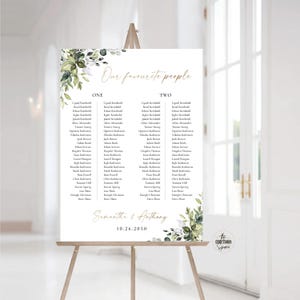 Hochzeit Bankett Tische Plan, Greenery Hochzeit Sitzplan Lange Tische, Sitzplan Poster, Sitzplan Schild, Hochzeit Sitzplan, HB2