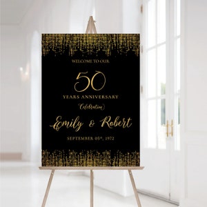 Black Gold Anniversary sign, 50th anniversary sign, Anniversary Sign Printable, 50th Anniversary decoration, 50th anniversary poster, Gold