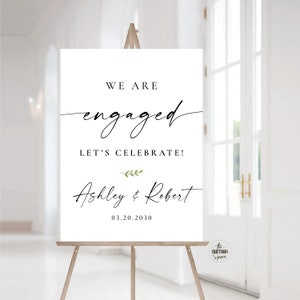 We are engaged Welcome Sign, Engagement Party Welcome Sign, Minimal Engagement Party Sign, Modern Engagement Party welcome Sign