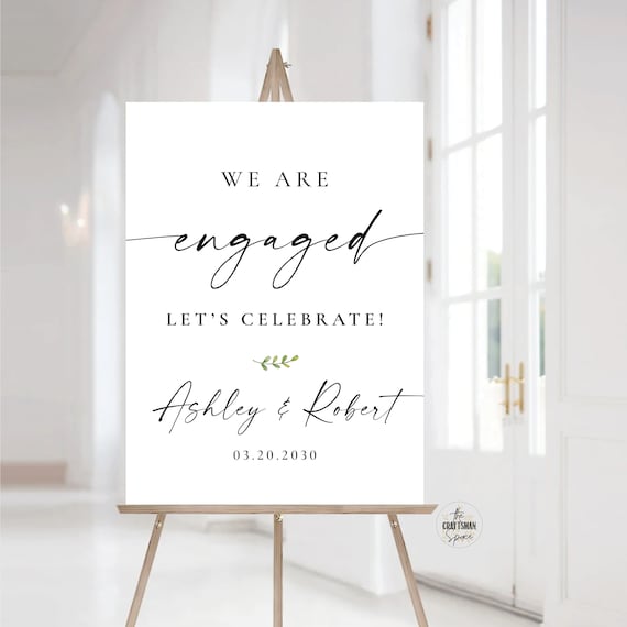 We are engaged Welcome Sign, Engagement Party Welcome Sign, Minimal Engagement Party Sign, Modern Engagement Party welcome Sign