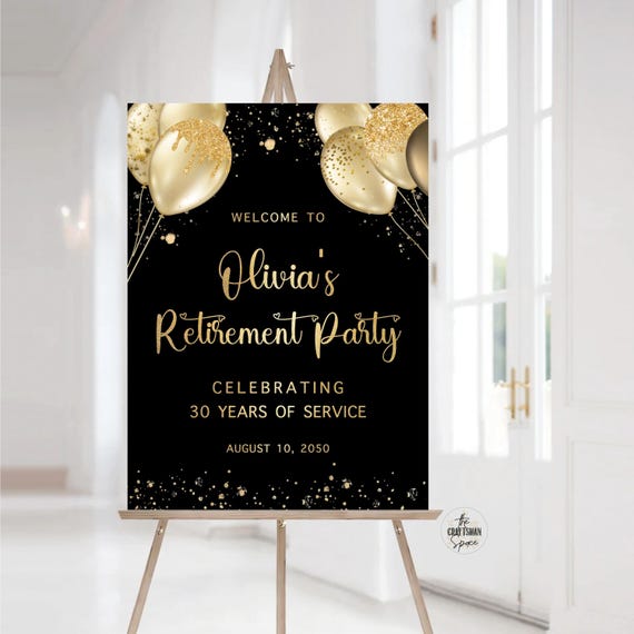 Retirement Party Welcome sign, Minimalist Happy Retirement sign, Retirement Celebration Party Sign, Retirement Decorations, balloons, Poster