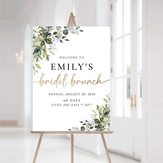 GreeneryBridal Shower Welcome Sign, Botanicals Wedding Shower Decorations, Boho Bridal Brunch Sign, Bridal Tea Sign, Eucalyptus, Herbal, HB2