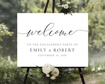Modern Engagement Party Welcome Sign, Minimalist Wedding Rehearsal Dinner Sign, Boho We are Engaged Poster, Photo Wedding Engagement Decor