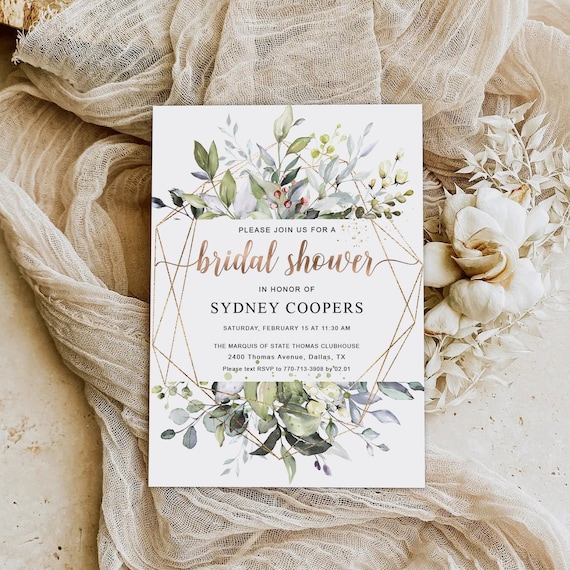 Greenery Bridal Shower Invitation, Botanicals Bridal Shower Decorations, Wedding Shower invite, Bridal Shower Sign, Eucalyptus, Herbal, G3