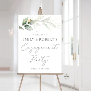 Greenery Engagement Party Welcome Sign, We are engaged Welcome Sign, Engagement Party Sign, Engagement Decorations, Eucalyptus, Greenery