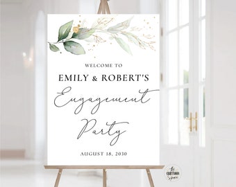 Greenery Engagement Party Welcome Sign, We are engaged Welcome Sign, Engagement Party Sign, Engagement Decorations, Eucalyptus, Greenery