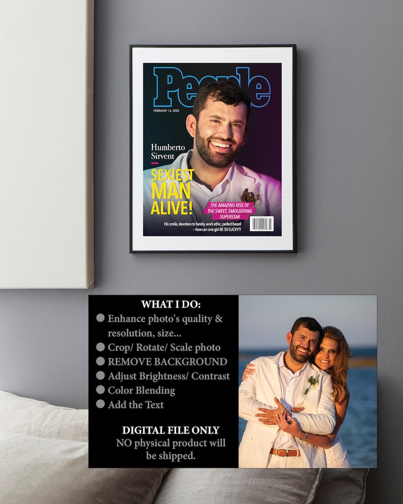 Custom People Magazine Cover, Sexiest Man Alive, Custom Design, Gift for Boyfriend, Husband, Birthday Gift, Anniversary, Valentine's Day image 3