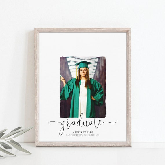 Graduate Watercolor Portrait, Graduation Announcement, Invitation, Customized Gift for daughter, for Son, Gift for Graduate, Senior Gift DS5