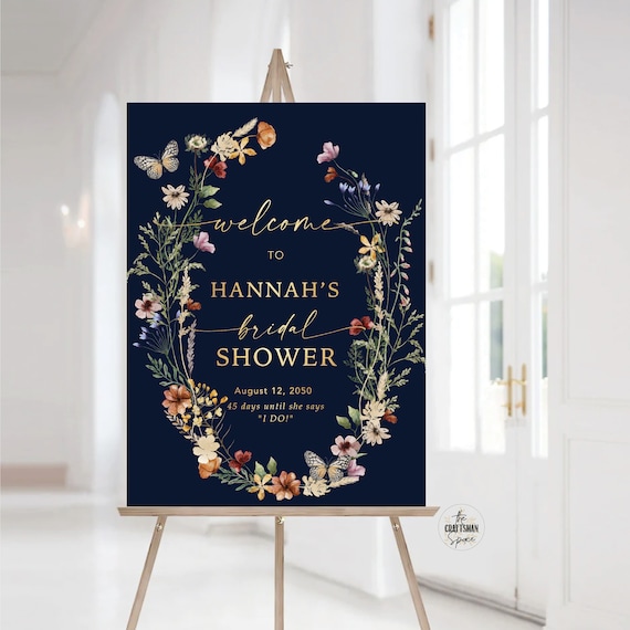 Tiny Floral Bridal Shower Welcome Sign, Wildflower Bridal Shower Sign, Bridal Shower Decorations, Bridal Brunch Sign, Bridal Tea Sign, TIY