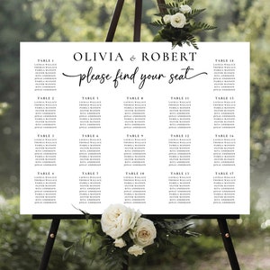 Minimalistischer Sitzplan für die Hochzeit, Sitzplan für die Hochzeit und Sitzplan für die Hochzeit