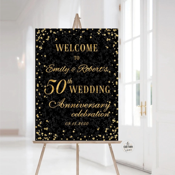 50th anniversary Welcome sign, Golden Anniversary Sign, 50 Years Together Decor, 50th wedding anniversary decoration, Anniversary party sign
