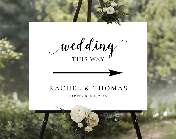 Modern Wedding this way Sign, Arrow Parking Sign, Minimalist Wedding direction Decoration, Parking Sign With Arrow, Direction Arrow Poster