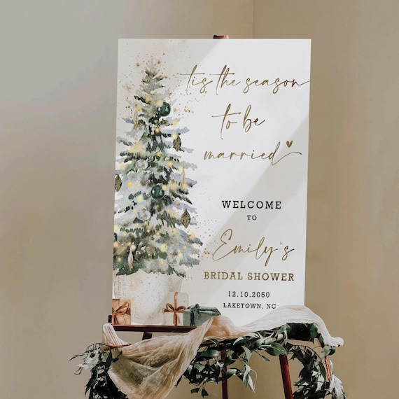 Christmas Bridal Shower Welcome Sign, Winter Tree, Tis the season to be married (Digital Printable)