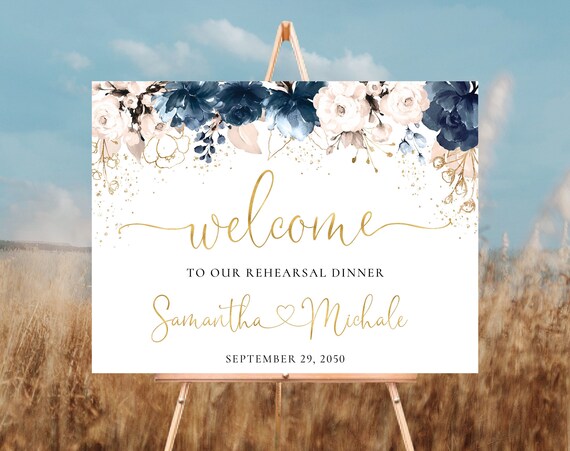 Navy Blue and Dusty Rose The night before Welcome Sign, One Day Away Sign, Wedding Rehearsal Sign, Wedding Decoration, Printable, Poster,NB2