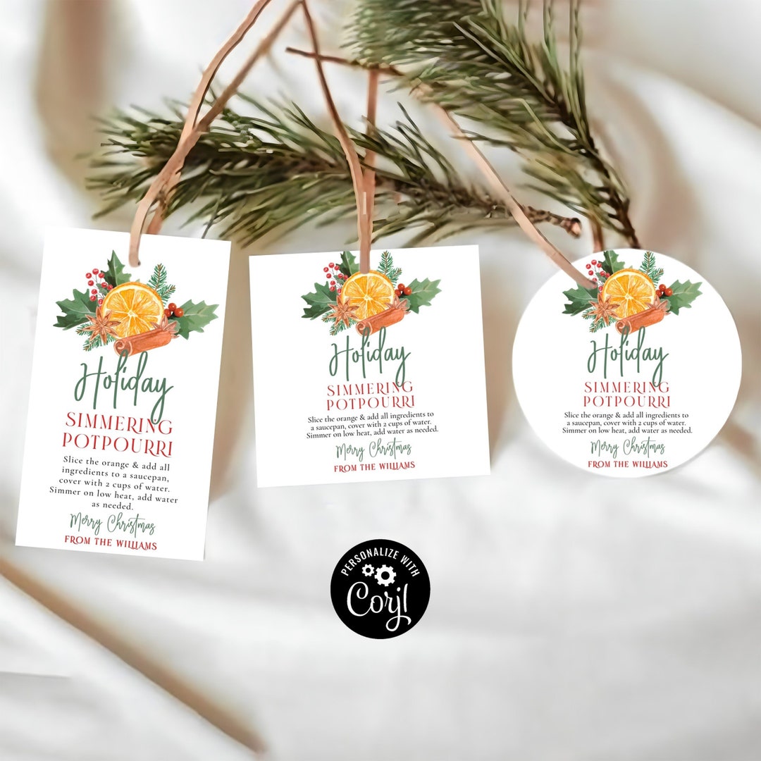 Holiday Simmering Potpourri Tag, Stovetop Potpourri Christmas Tag