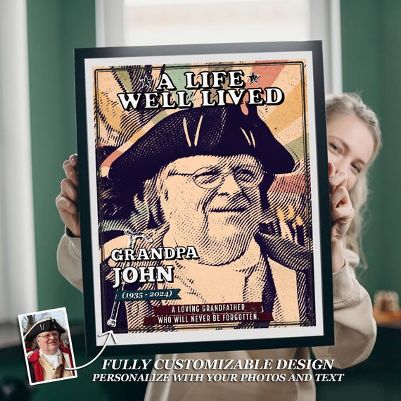 A Life Well Lived Vintage Keepsake, Personalized Vintage Photo Frame, Custom Engraved Keepsake, Retro Picture Frame,Vintage Photo Frame Gift