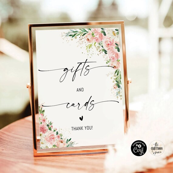 Ethereal Blush Cards and Gifts Sign, Wedding Sign Template, Wedding Gifts Sign, Baby Shower Gift Sign, Bridal Shower Gift Sign, EB1
