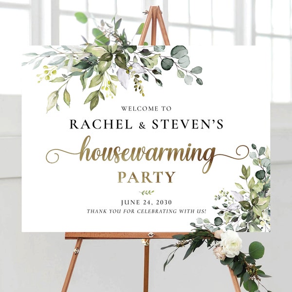 Greenery Housewarming Party Welcome Sign, New Home Party, New House Party Sign, House warming welcome sign, Eucalyptus, HB2