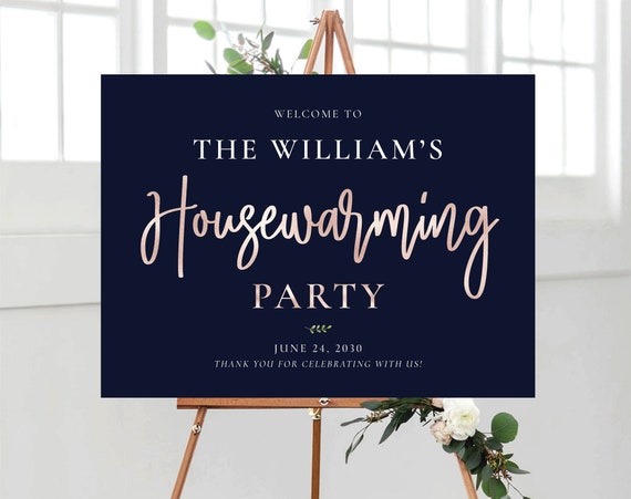 Navy Blue Housewarming Party Welcome Sign, Modern New Home Party, New House Party Sign, House warming welcome sign, Minimalist