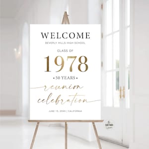 Modern Class Reunion Welcome Sign, Any class any year Reunion Welcome Board, 50 year High School Reunion, Minimalist Reunion Decorations