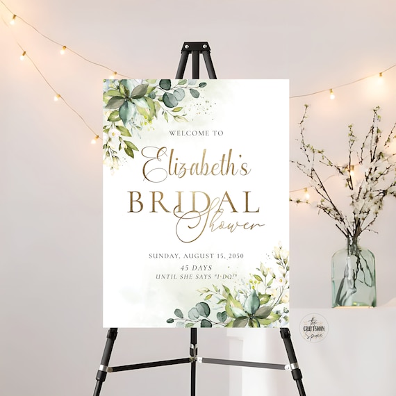 Bridal Shower Sign, Bridal Brunch sign, Bridal Tea Sign, Bridal Shower Decorations, Wedding Shower Sign,  Eucalyptus, Printable, Herbal, HB2