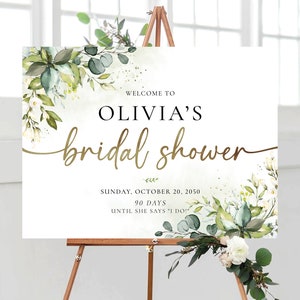 Bridal Shower Sign, Greenery Bridal Shower Sign, Custom Design, Bridal Shower Decorations, Bridal Brunch Sign, Bridal Tea Sign, Poster, HB2 image 5